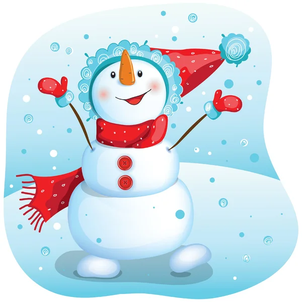 Happy snowman. Christmas illustration. — Stock Vector