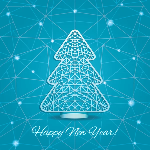 Noel ağacı kesme kağıt stilize. Tebrik kartı mutlu yeni yıl