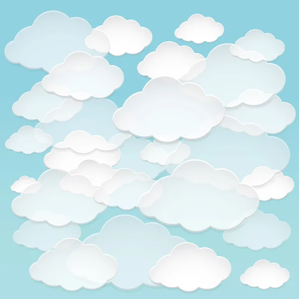 Nubes de papel abstractas vectoriales en el cielo azul . — Vector de stock