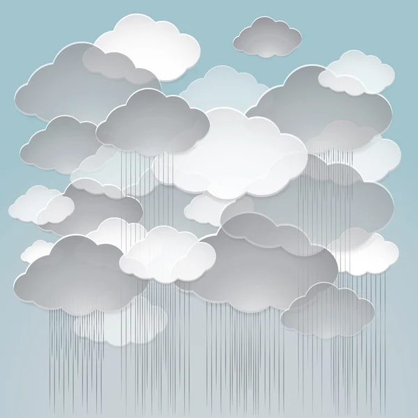 Yağmurlu, bulutlu bir gökyüzü vektör çizim.
