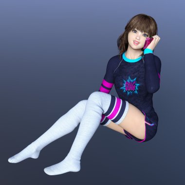 genç bir kadının 3d cg işleme