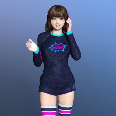 genç bir kadının 3d cg işleme