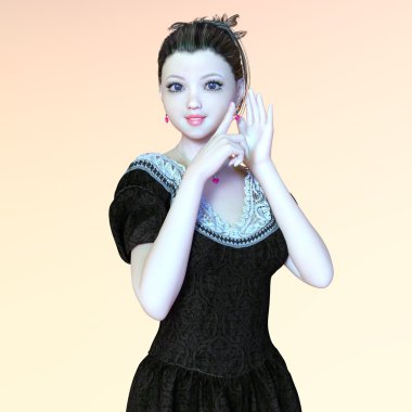 genç bir kadının 3d cg işleme