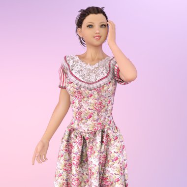 genç bir kadının 3d cg işleme