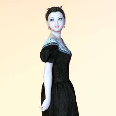 genç bir kadının 3d cg işleme