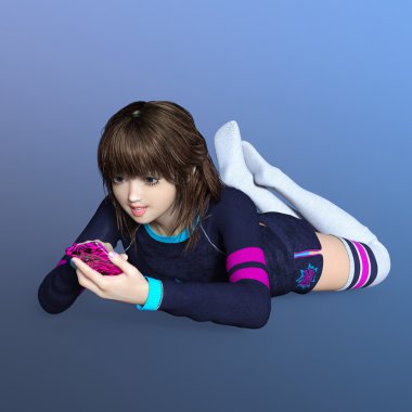 genç bir kadının 3d cg işleme