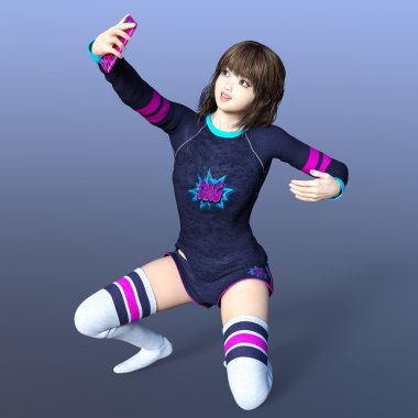 genç bir kadının 3d cg işleme