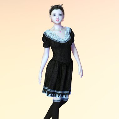 genç bir kadının 3d cg işleme