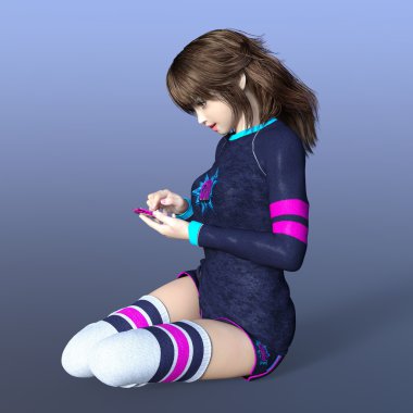 genç bir kadının 3d cg işleme