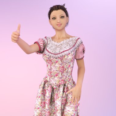 genç bir kadının 3d cg işleme