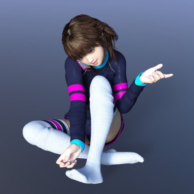 genç bir kadının 3d cg işleme