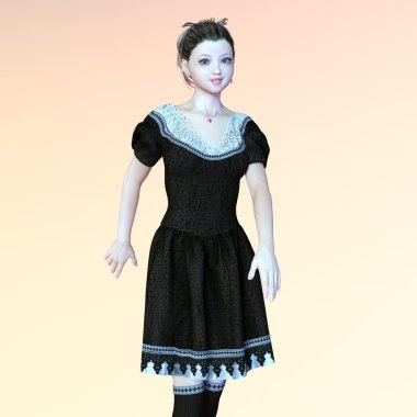 genç bir kadının 3d cg işleme