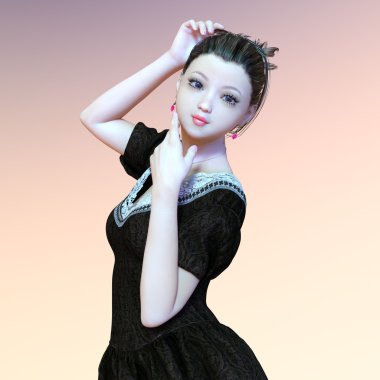 genç bir kadının 3d cg işleme