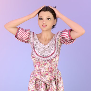 genç bir kadının 3d cg işleme