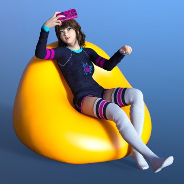 genç bir kadının 3d cg işleme