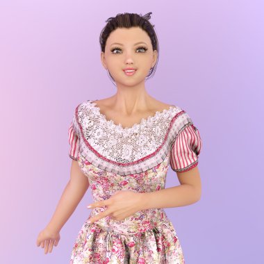 genç bir kadının 3d cg işleme