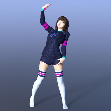 genç bir kadının 3d cg işleme