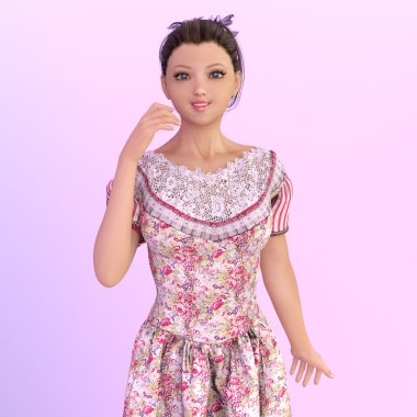 genç bir kadının 3d cg işleme