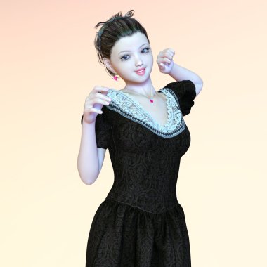 genç bir kadının 3d cg işleme