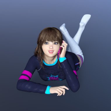 genç bir kadının 3d cg işleme