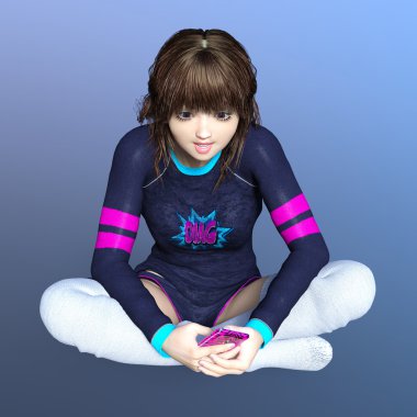 genç bir kadının 3d cg işleme