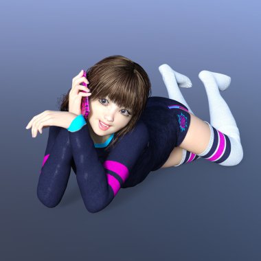 genç bir kadının 3d cg işleme