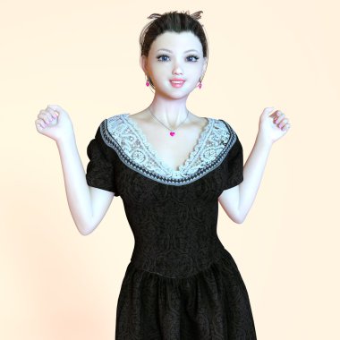 genç bir kadının 3d cg işleme