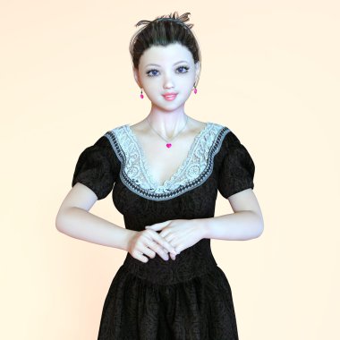 genç bir kadının 3d cg işleme