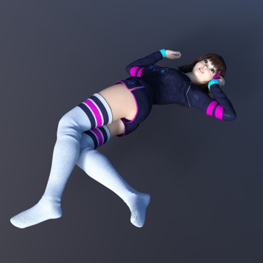 genç bir kadının 3d cg işleme