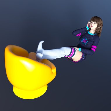 genç bir kadının 3d cg işleme