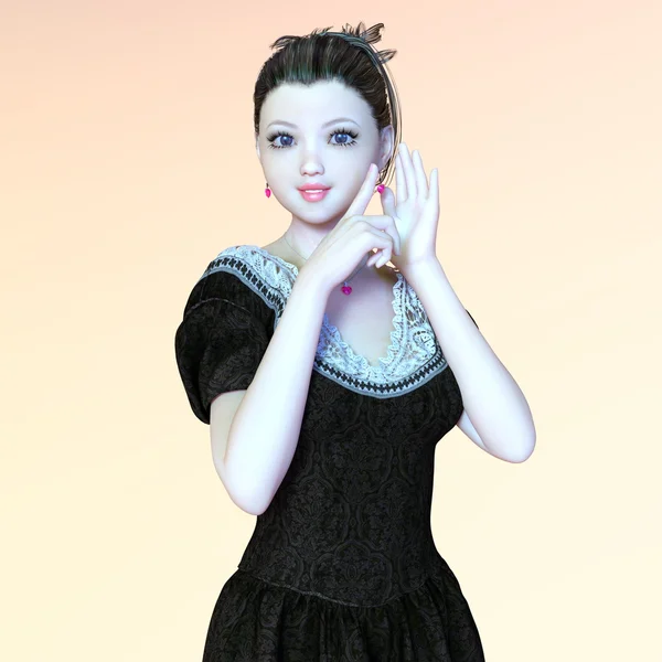 genç bir kadının 3d cg işleme