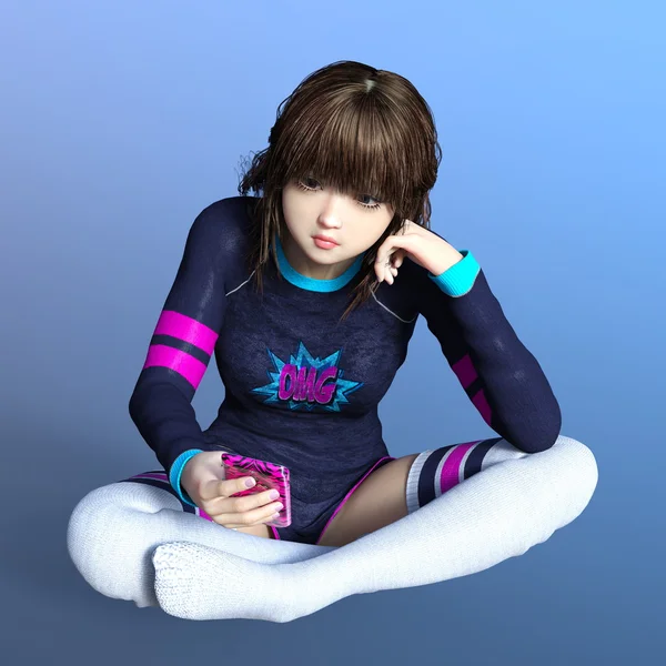 genç bir kadının 3d cg işleme