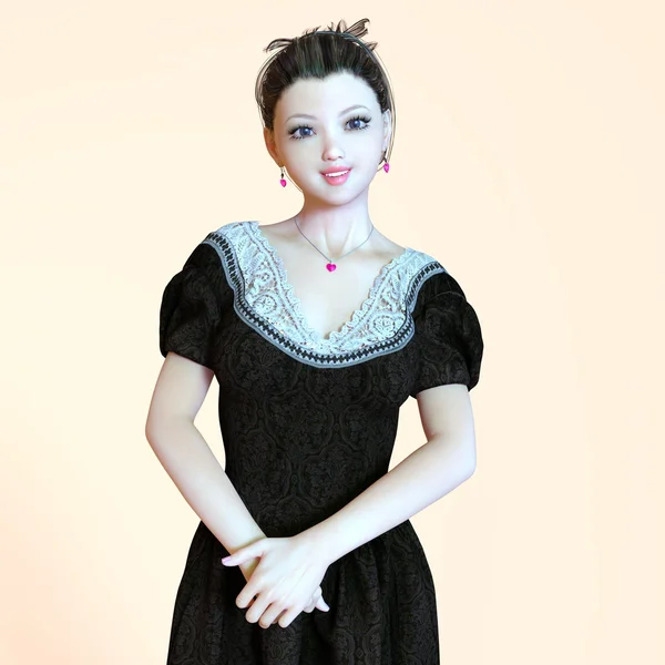 genç bir kadının 3d cg işleme