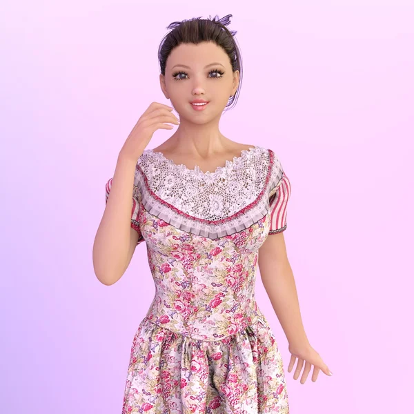 genç bir kadının 3d cg işleme