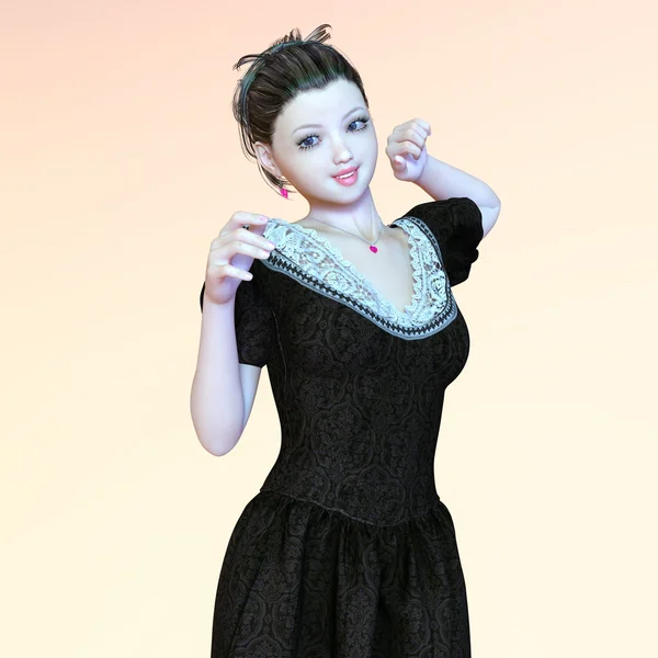 genç bir kadının 3d cg işleme