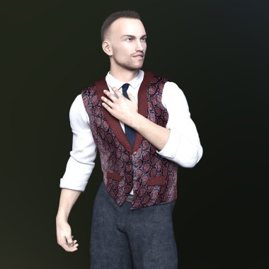 Genç bir adamın 3 boyutlu görüntüsü.