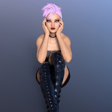 genç bir kadının 3d cg işleme