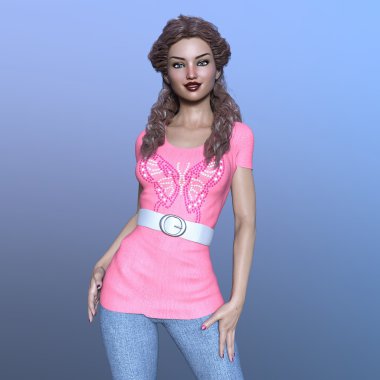 genç bir kadının 3d cg işleme