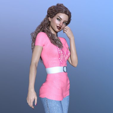 genç bir kadının 3d cg işleme