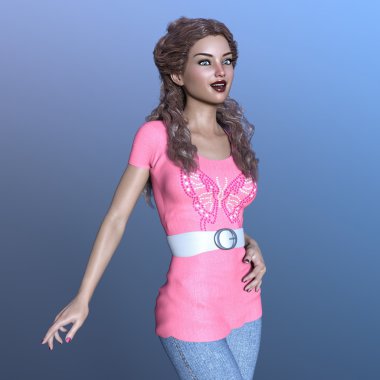 genç bir kadının 3d cg işleme