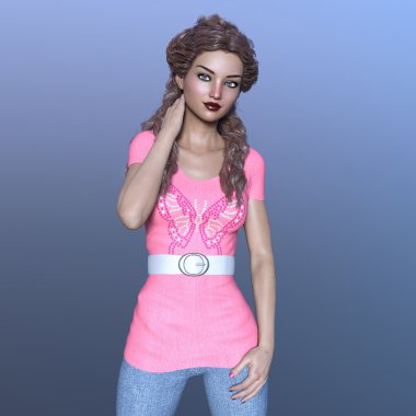 genç bir kadının 3d cg işleme