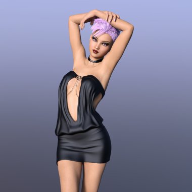 genç bir kadının 3d cg işleme