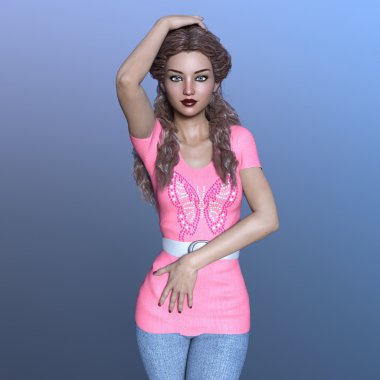 genç bir kadının 3d cg işleme