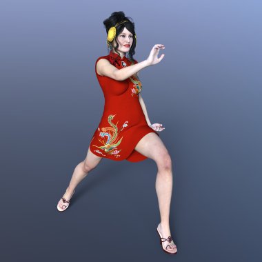 3d cg işleme bir Kung-fu kız