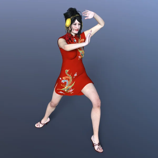 3d cg işleme bir Kung-fu kız — Stok fotoğraf
