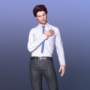 Genç bir adamın 3 boyutlu görüntüsü.