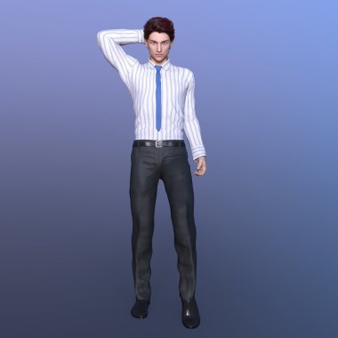 Genç bir adamın 3 boyutlu görüntüsü.