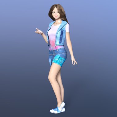 genç bir kadının 3d cg işleme