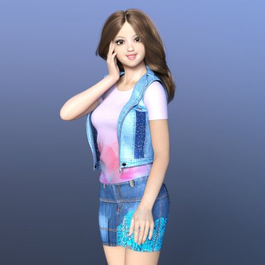 genç bir kadının 3d cg işleme