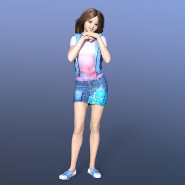 genç bir kadının 3d cg işleme